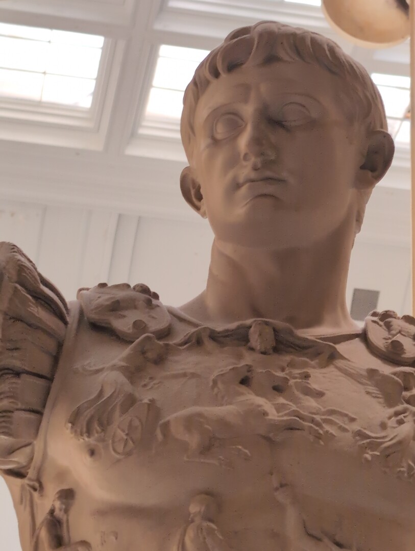 Face of statue of Roman emperor Augustus
