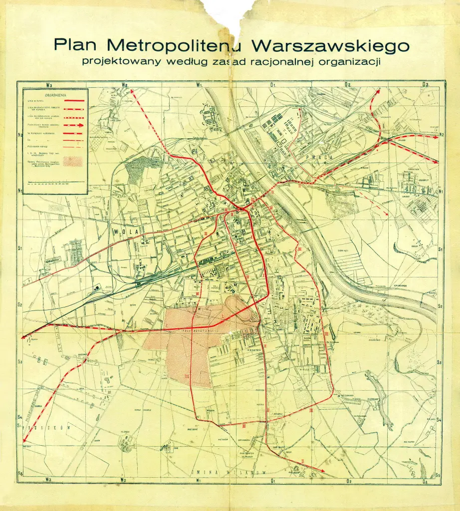 Plan Metropolitenu - pierwszy znany szkic metra w Warszawie