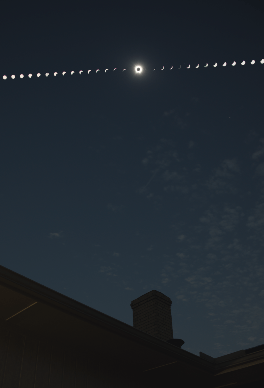 Total Solar Eclipse 2024 as seen from my backyard.