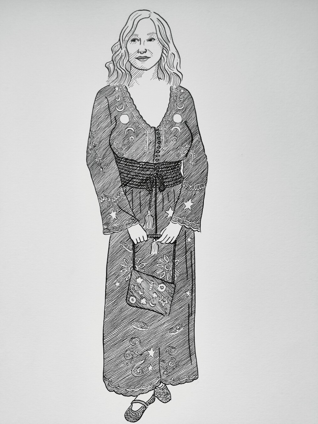 An ink drawing of a friend.