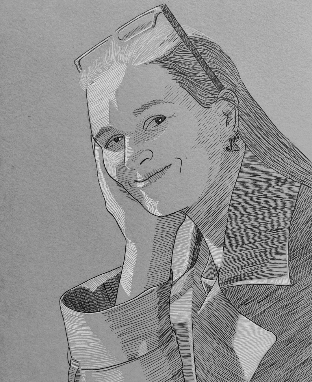 An ink drawing of a friend.