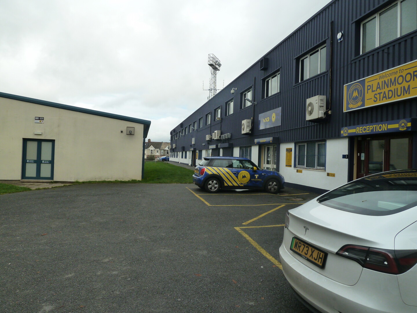 Another photo of part of the stadium exterior.