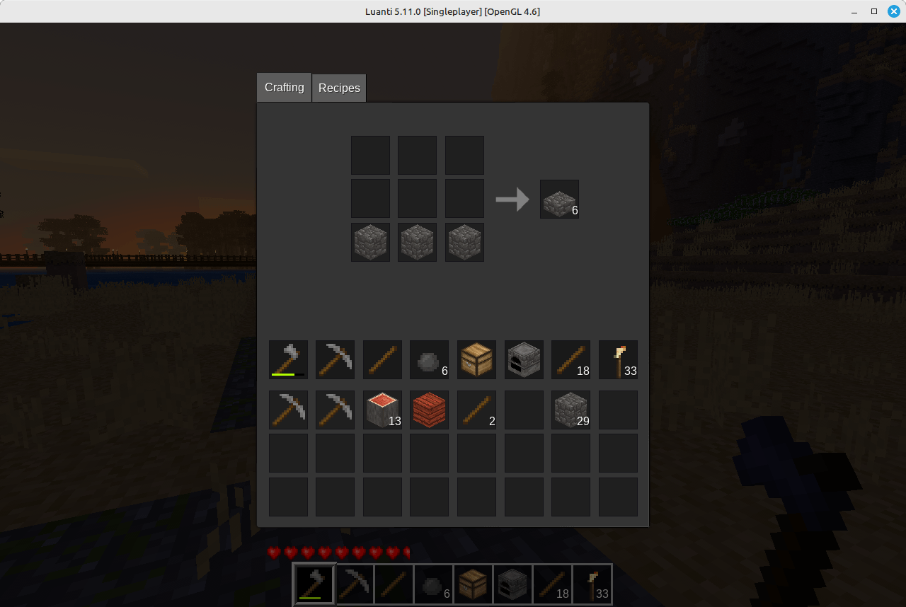 Crafting cobblestone Slab