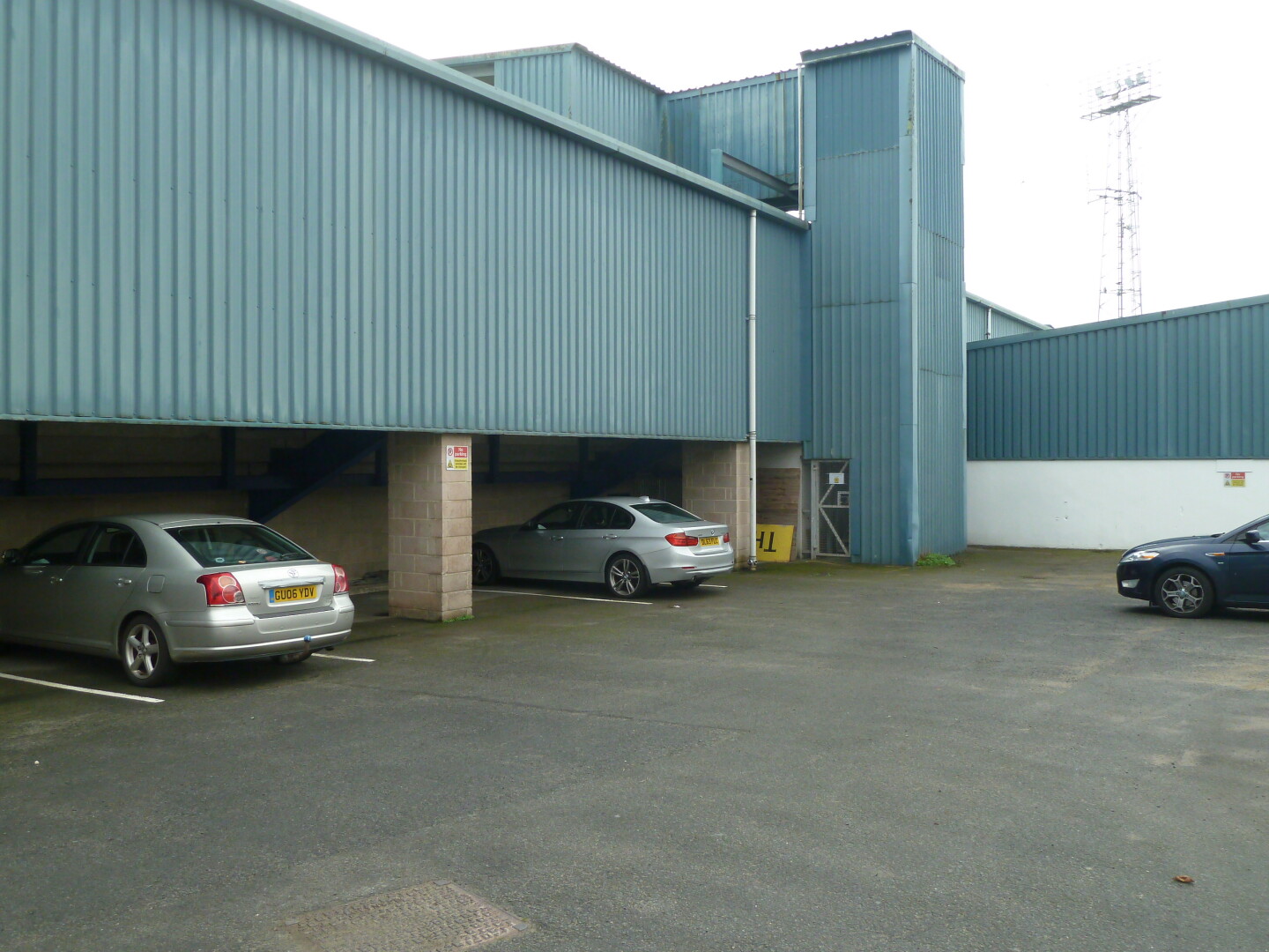 Part of the outside of the stadium.