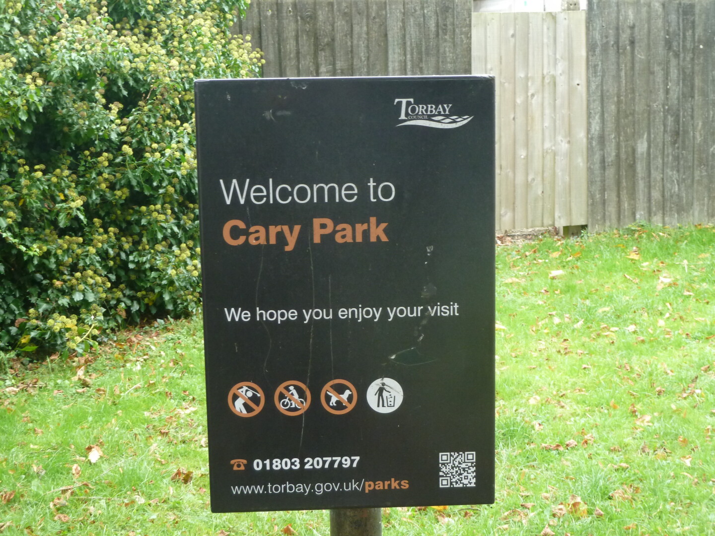 Sign at enty to Cary Park