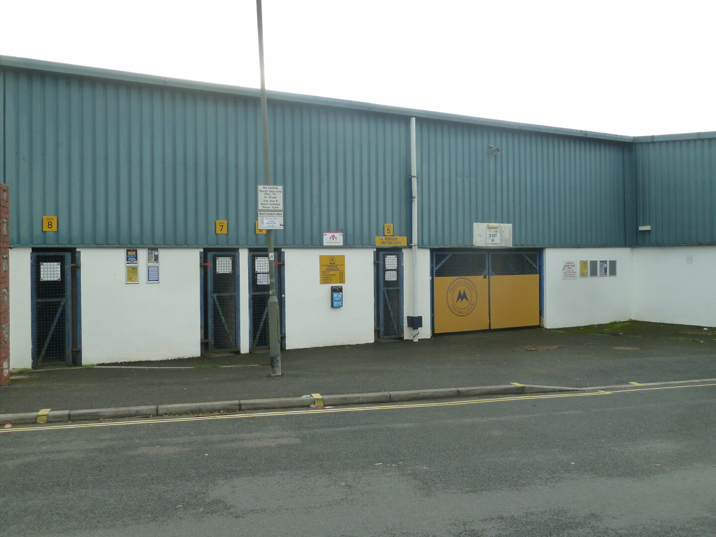 Part of the outside of the stadium.