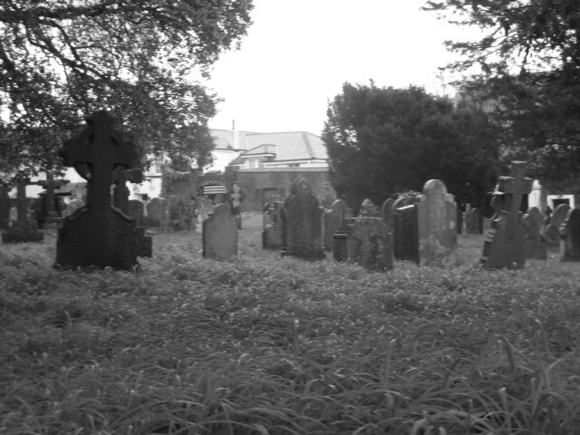 Looking towards the graveyard,