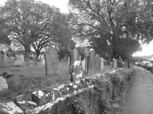 Side of the Church graveyard,  taken from the road.